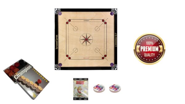 JD Sports Water Proof Dull Tournament 32 Inch Carrom Board With Coins Material Wooden Size 81.28 cm Pack Of 1