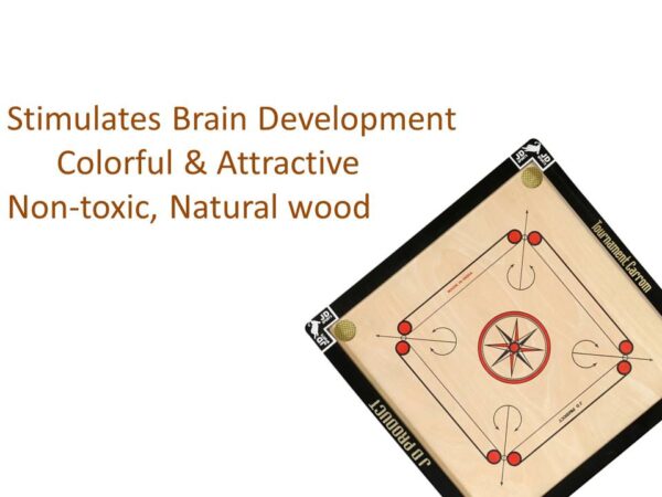 JD Sports Water Proof Dull Tournament 26 inch Medium Carrom Board With Coins - Image 3
