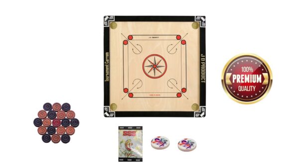 JD Sports Water Proof Dull Tournament 26 inch Medium Carrom Board With Coins